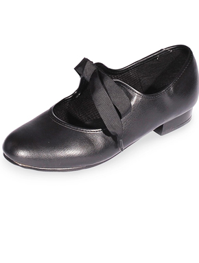 PU TAP SHOES WITH READY TIED RIBBON
