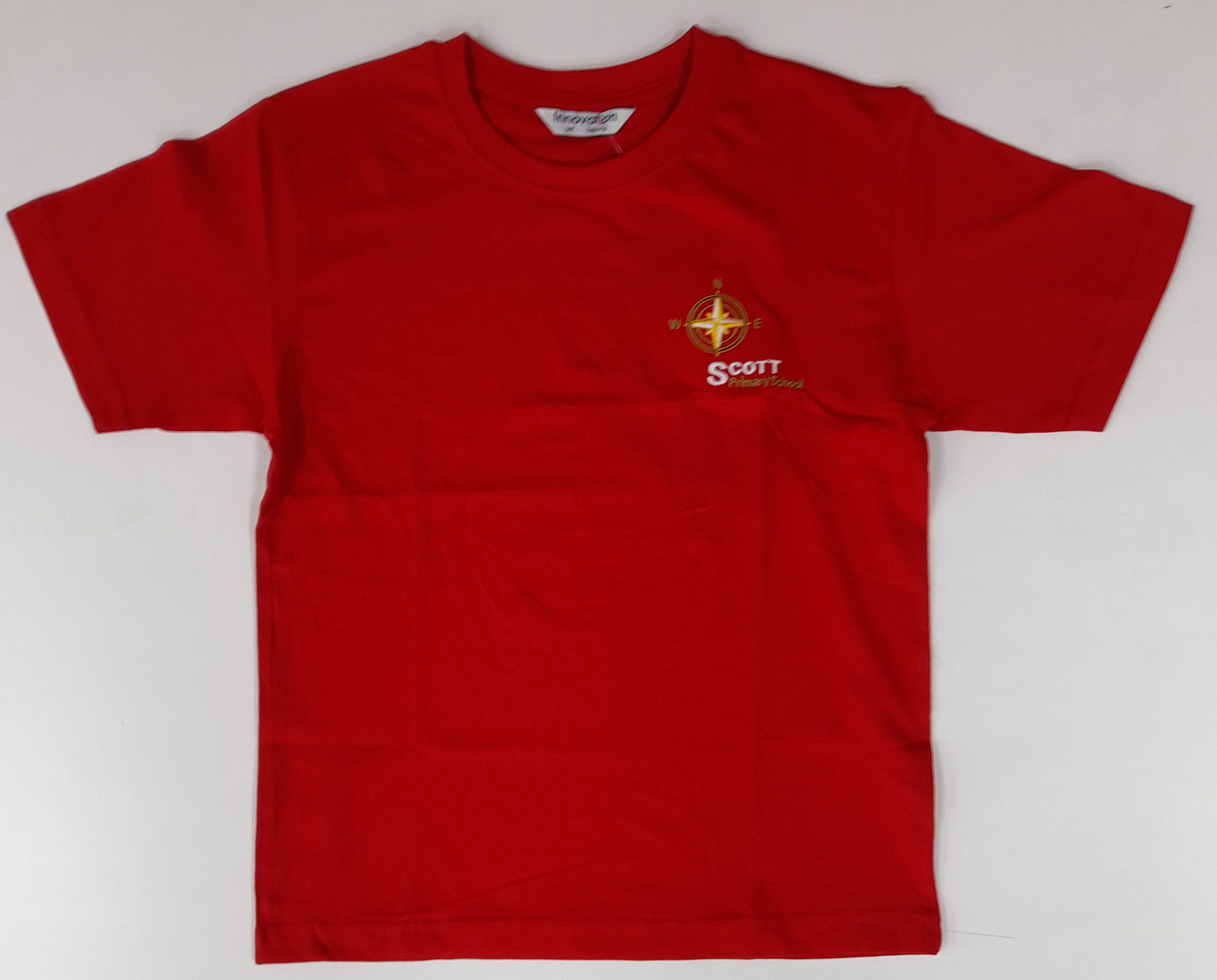 Scott Primary PE T-Shirt (Red With Logo) RECP TO YR 6