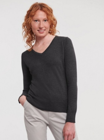 RUSSELL LADIES V-NECK KNITTED PULLOVER