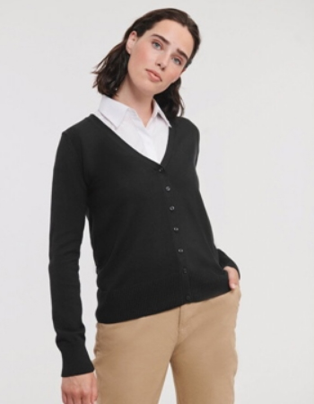 RUSSELL LADIES V-NECK KNITTED CARDIGAN