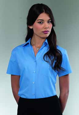 RUSSELL LADIES SHORT SLEEVE POLYCOTTON POPLIN SHIRT