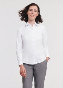 RUSSELL LADIES LONG SLEEVE HERRINGBONE SHIRT