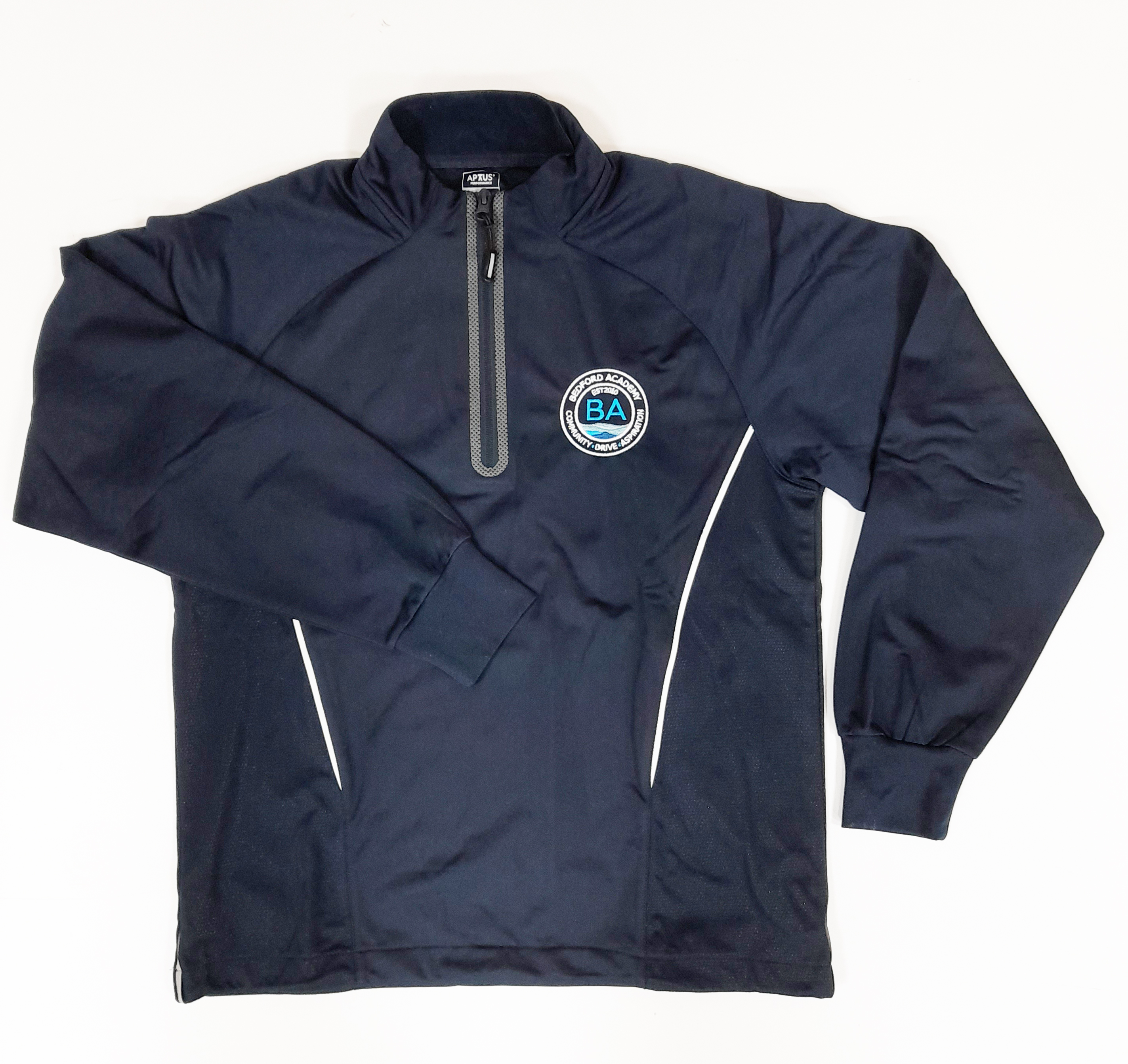 Bedford Academy QTR Zip Training Top NEW (Navy/White with Logo)
