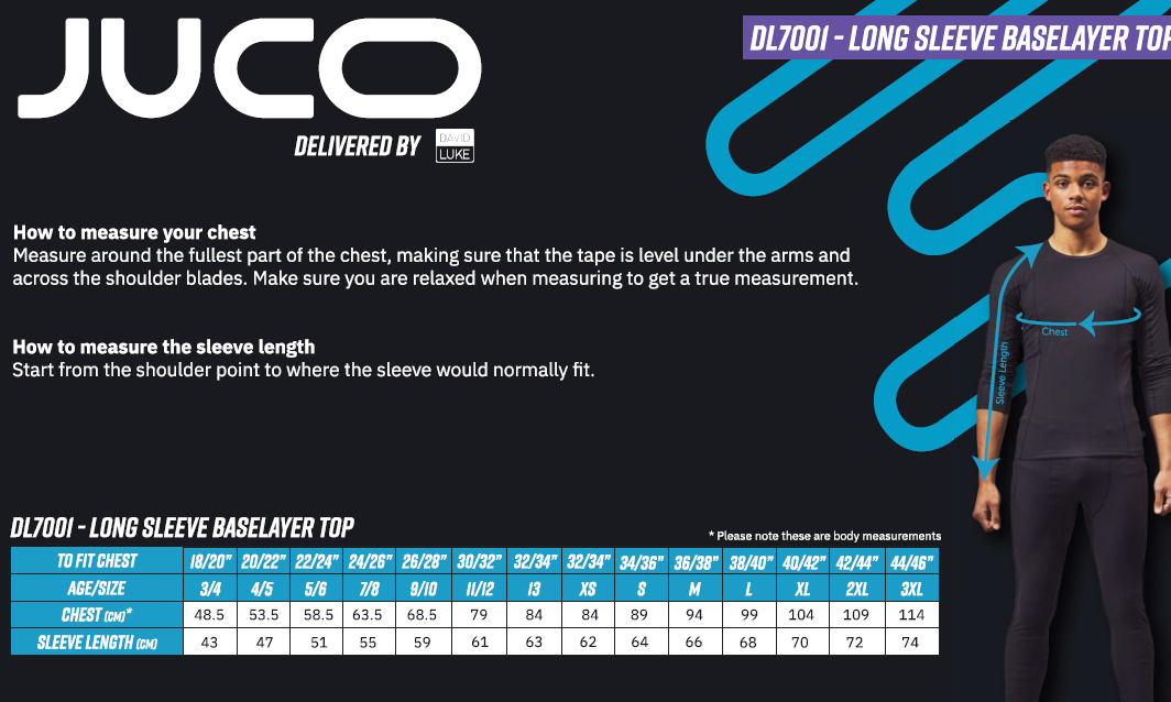 DAVID JUCO LONG SLEEVE SENIOR BASE LAYER TOP