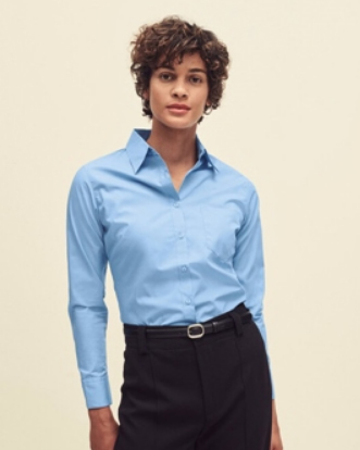 FRUIT OF THE LOOM LADIES LONG SLEEVE POPLIN SHIRT