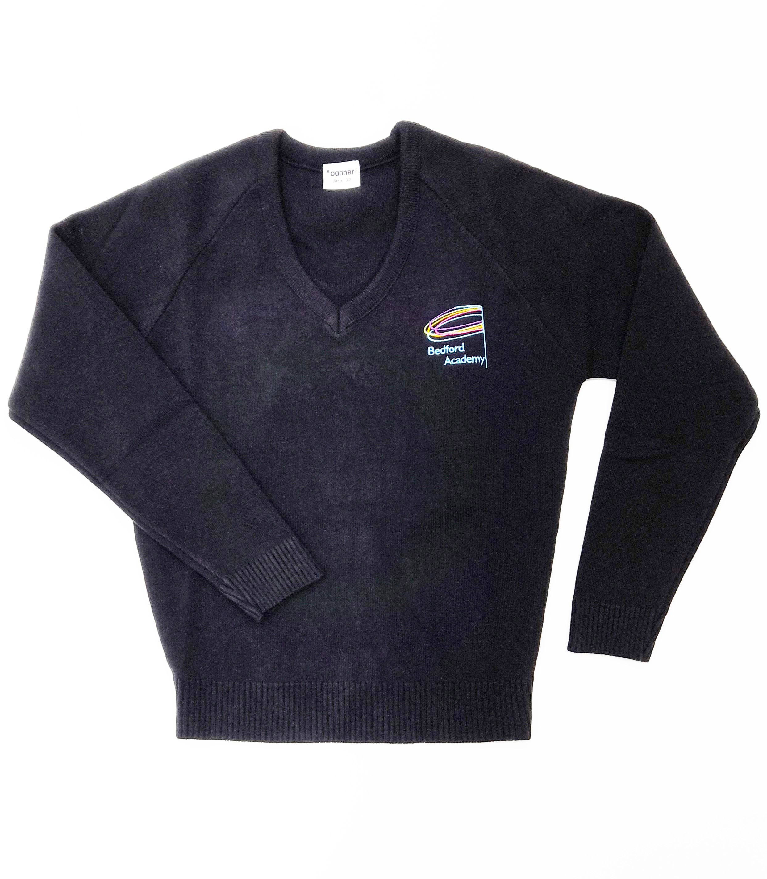 Bedford Academy V-Kneck Pullover (Navy With Logo)