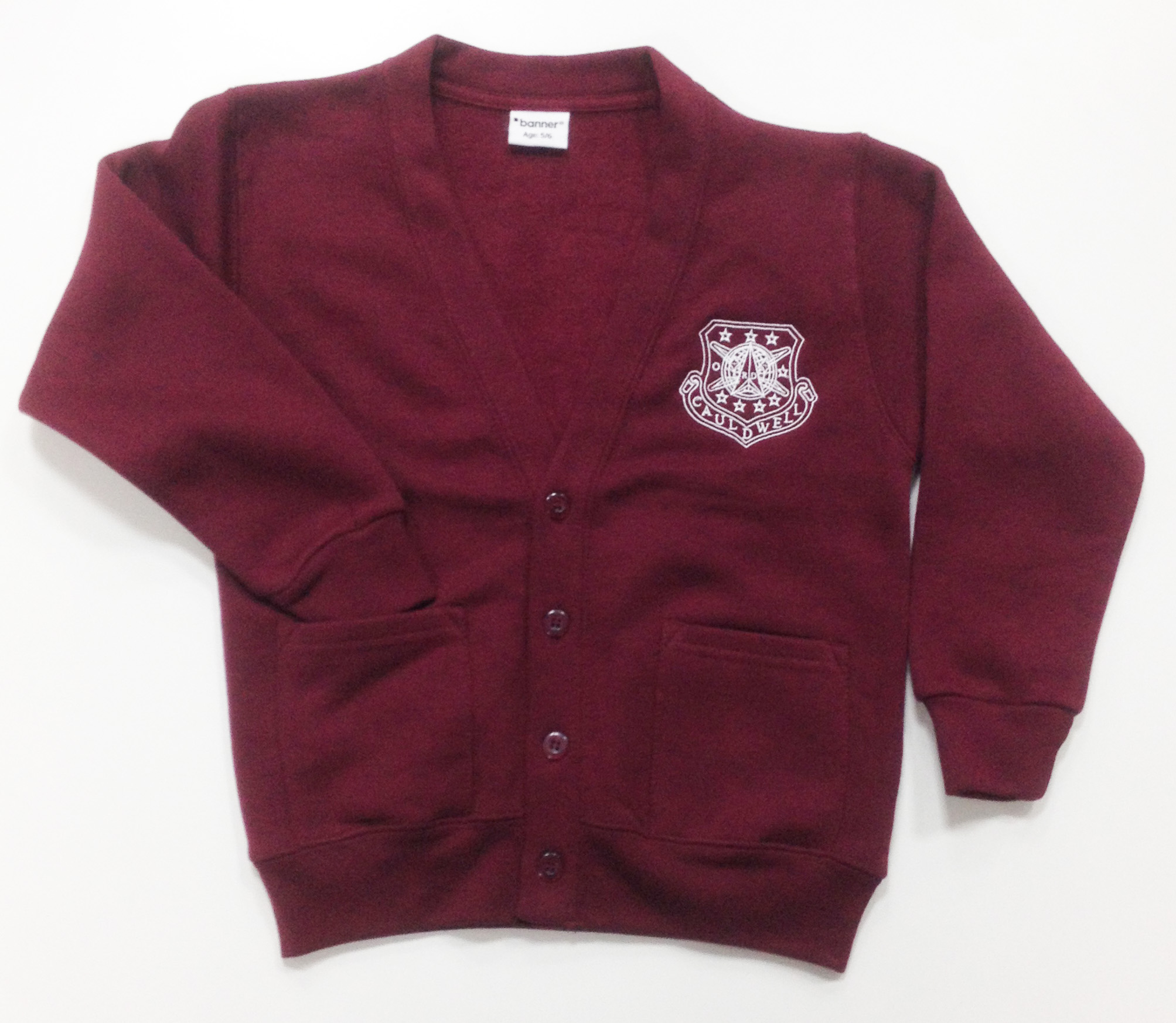 CAULDWELL SCHOOL CARDIGAN (BURGUNDY)