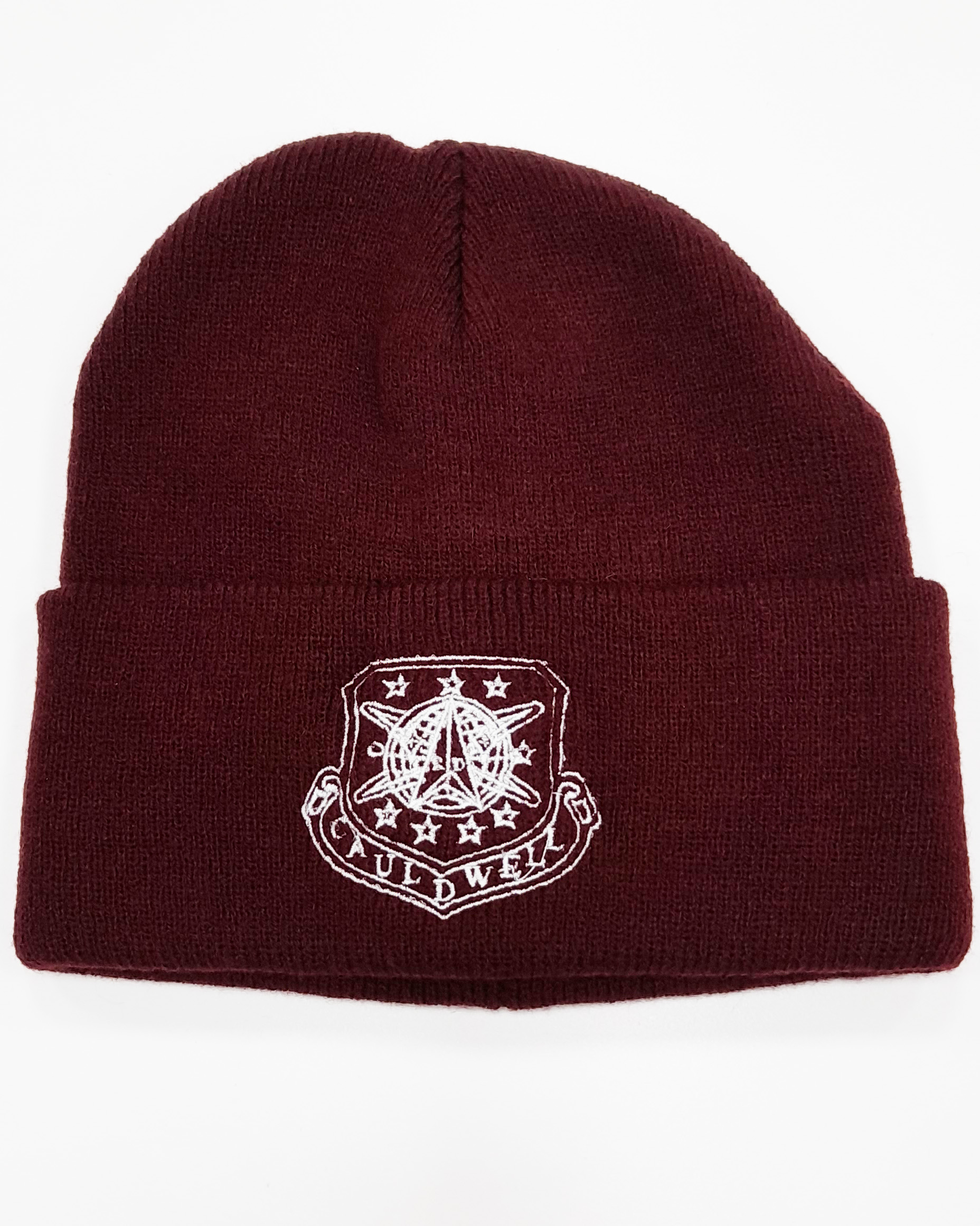CAULDWELL SCHOOL KNITTED HAT (MAROON WITH LOGO)