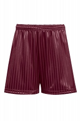 CAULDWELL SCHOOL SHADOW STRIPE PE SHORTS (MAROON)