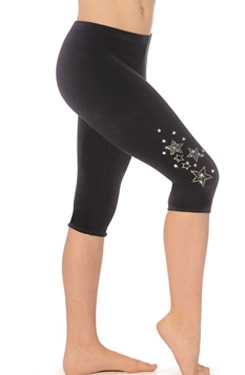 DAZZLE SMOOTH VELOUR CAPRI LEGGINGS WITH JEWEL STAR MOTIF