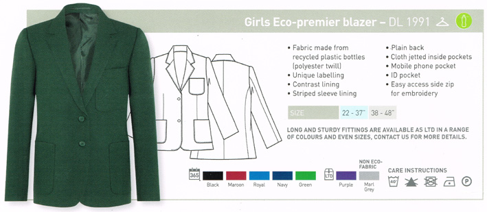 Girls Eco-Premier Badgeable Blazers