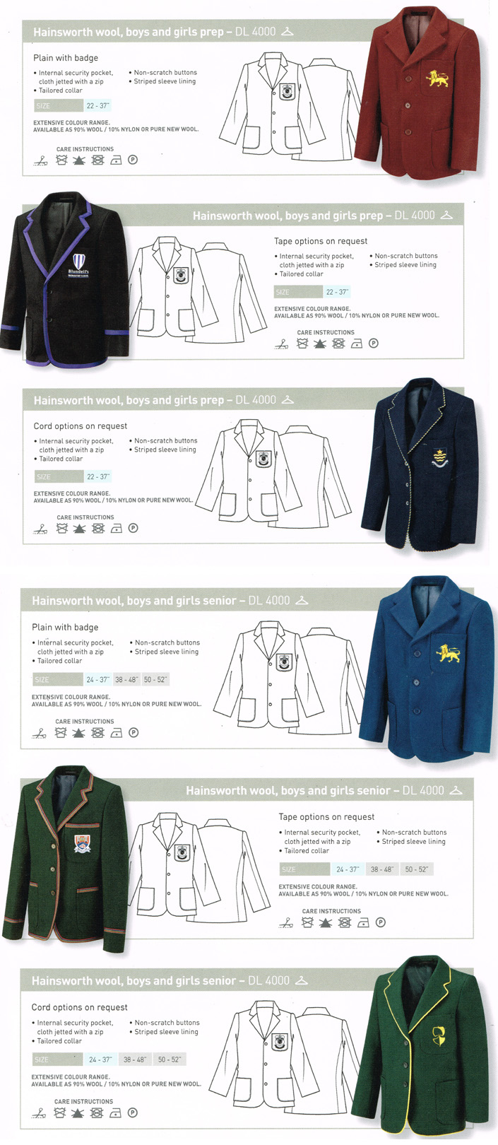 David Luke Hainsworth Wool Boys and Girls Prep and Senior Blazer