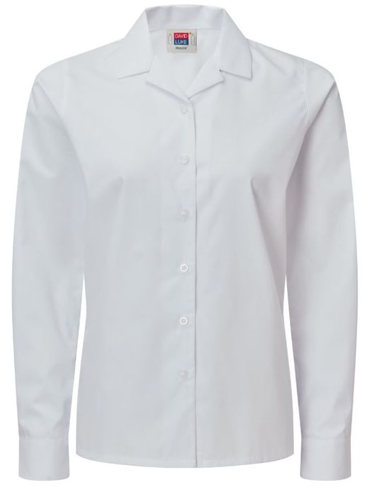 DAVID LUKE ECO LONG SLEEVE REVER COLLAR SCHOOL BLOUSE (TWIN PACK)