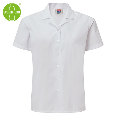 DAVID LUKE ECO SHORT SLEEVE REVER COLLAR SCHOOL BLOUSE (TWIN PACK)