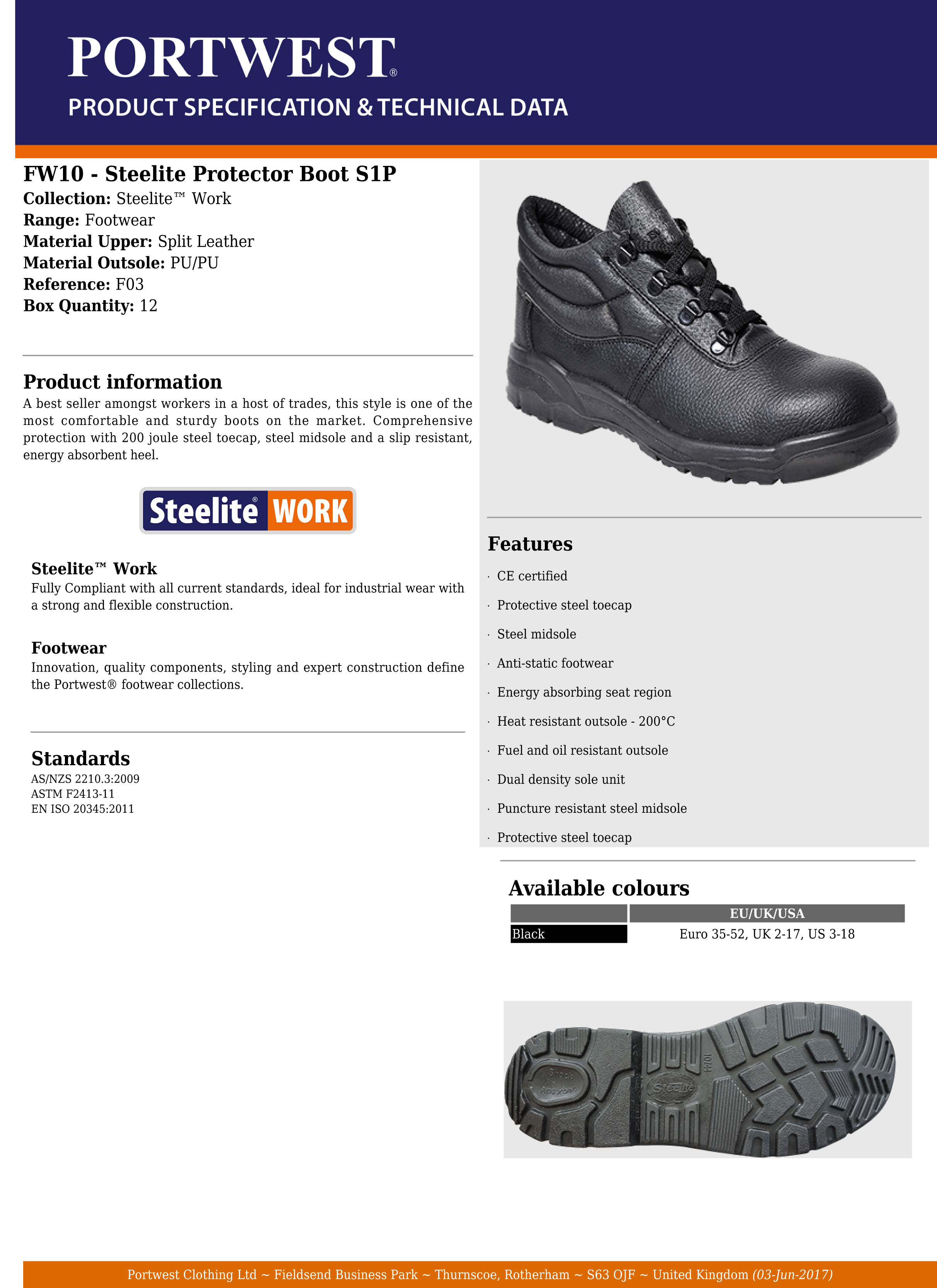 PORTWEST STEELITE PROTECTOR BOOTS - S1P