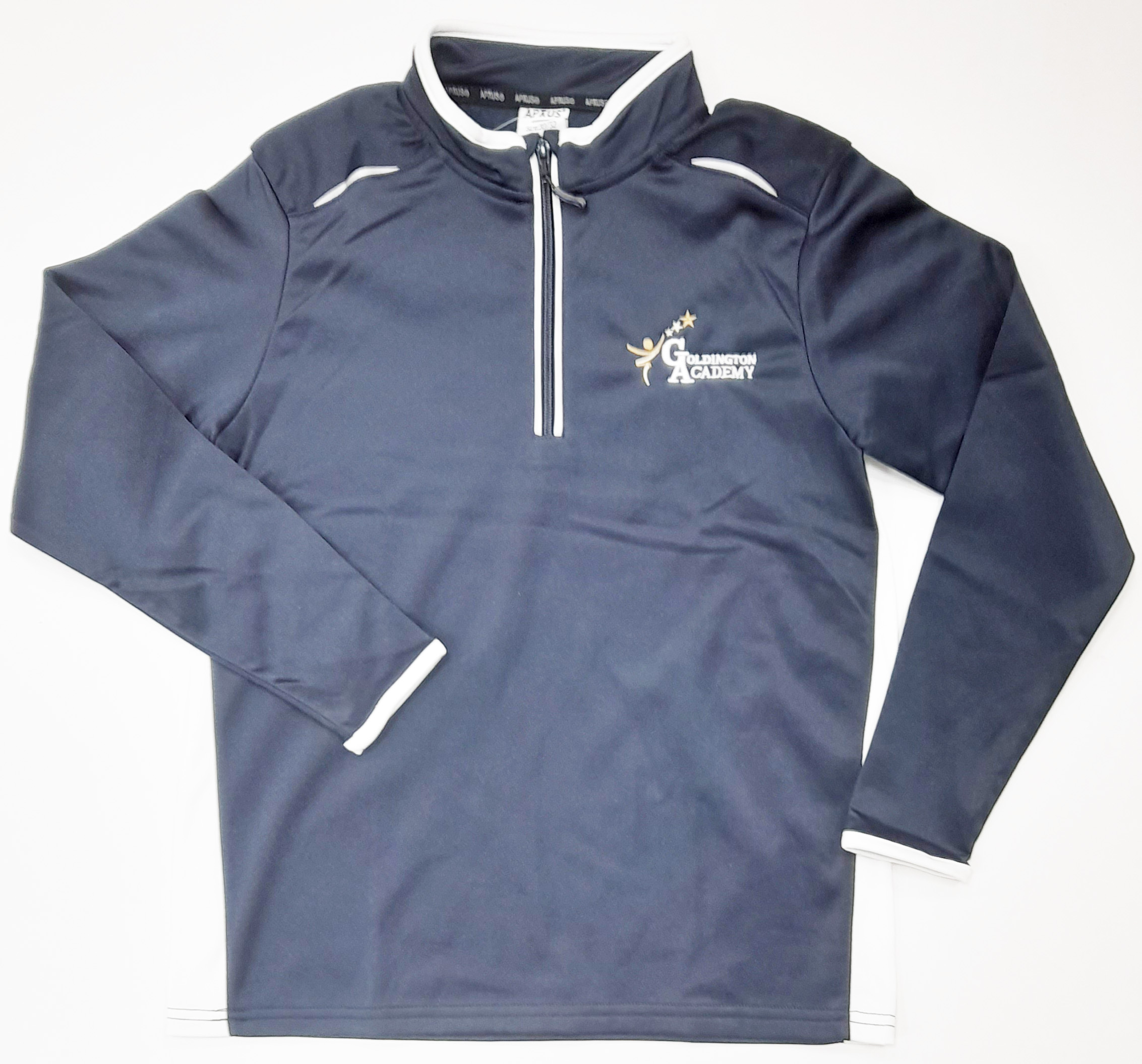 Goldington Academy Girls 1/4 Zip Sports Top (Navy/White)