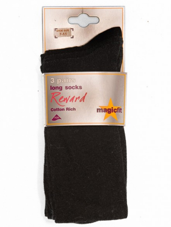 MAGICFIT COTTON RICH LONG KNEE HIGH SOCKS (3-PACK)