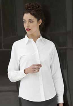 HENBURY LADIES LONG SLEEVE CLASSIC OXFORD SHIRT