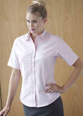 HENBURY LADIES SHORT SLEEVE CLASSIC OXFORD SHIRT