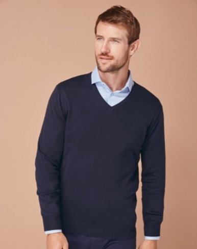 HENBURY MENS L/WEIGHT V NECK JUMPER