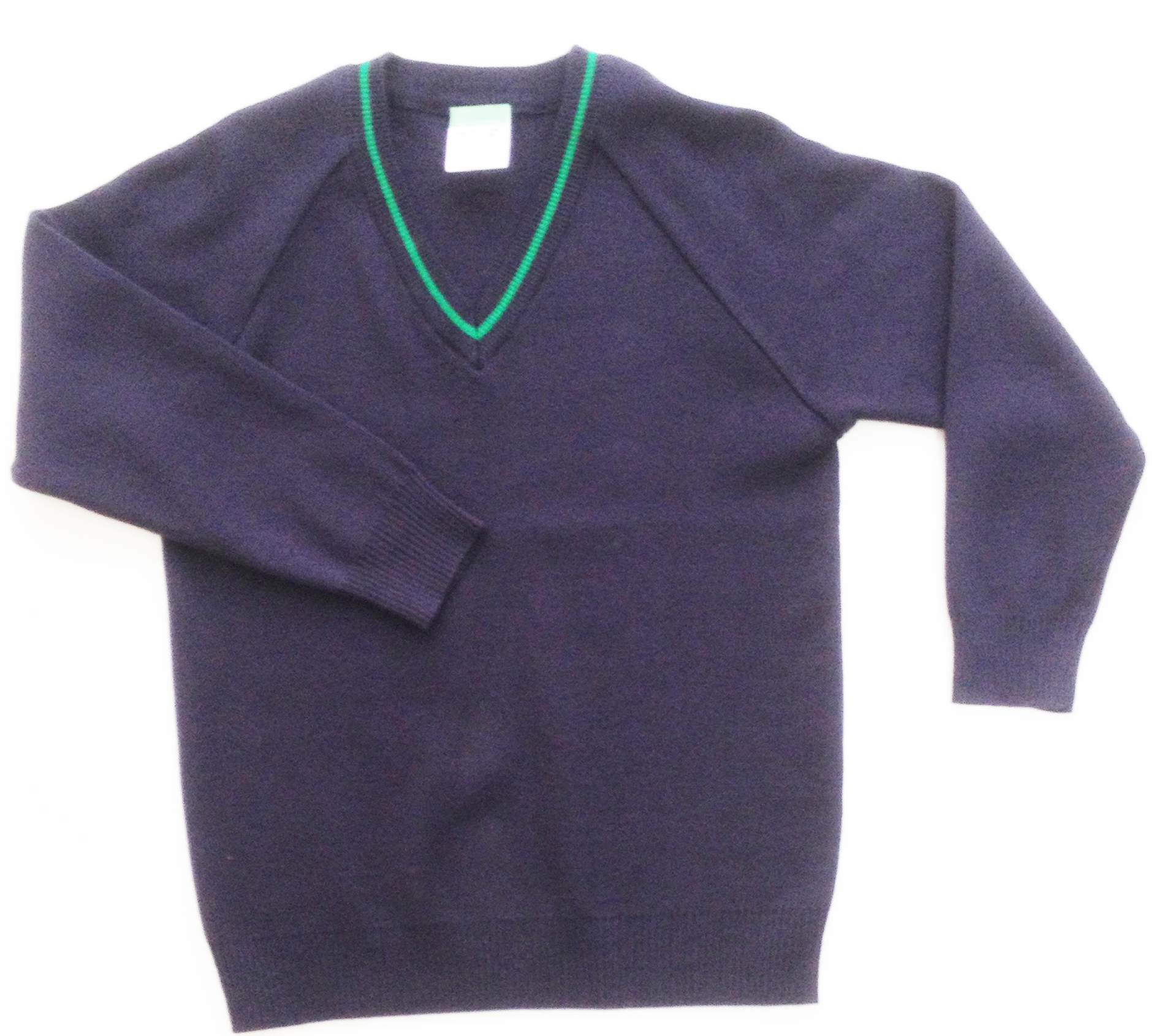 Hazeldene V-Neck Knitted Jumper - Navy/Green (YEAR 5&6)