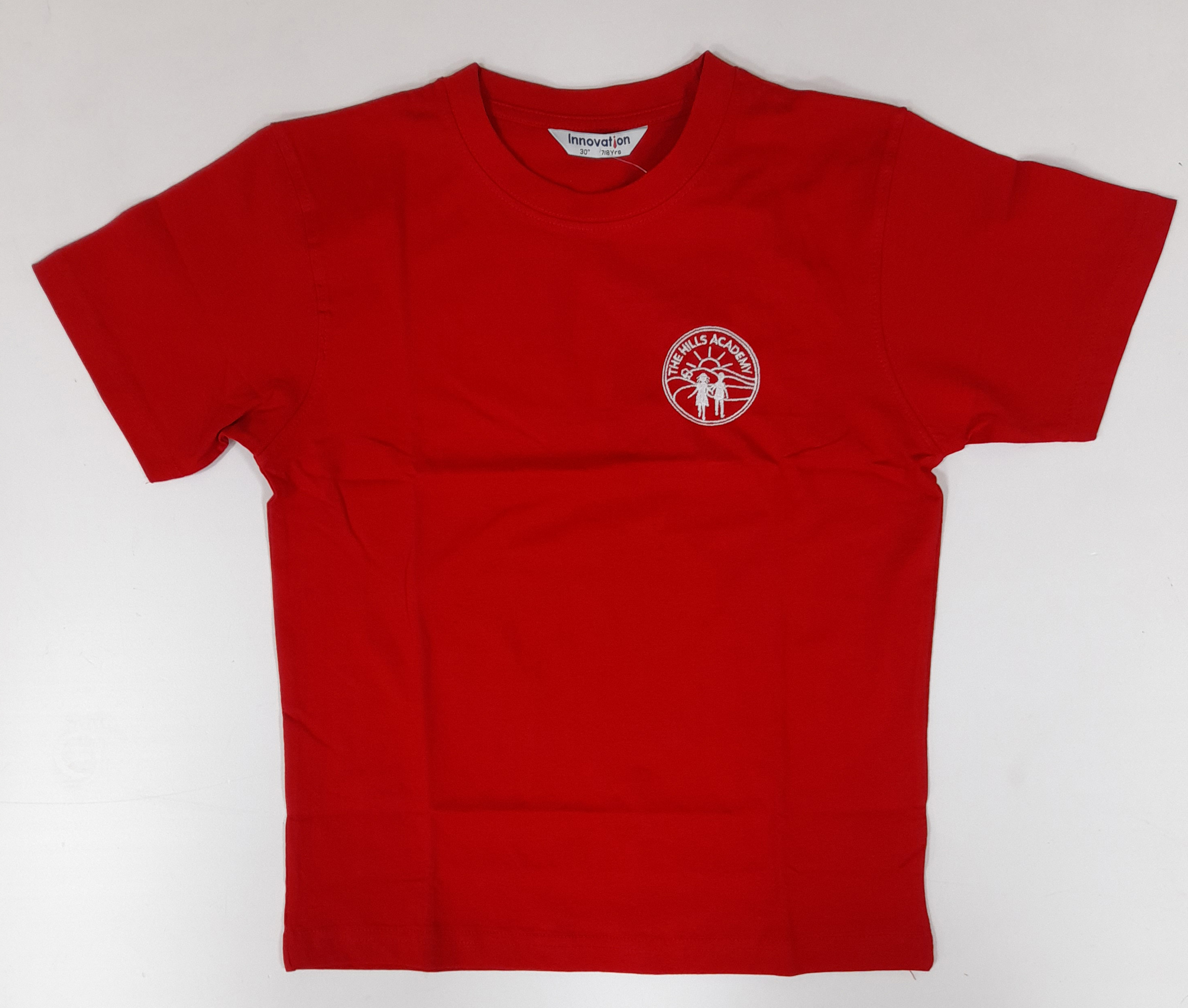 Hills Academy PE T-Shirt (Red With Logo)