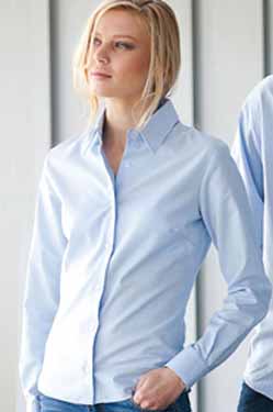 KARIBAN LADIES LONG SLEEVE OXFORD SHIRT