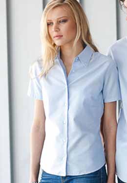 KARIBAN LADIES SHORT SLEEVE OXFORD SHIRT