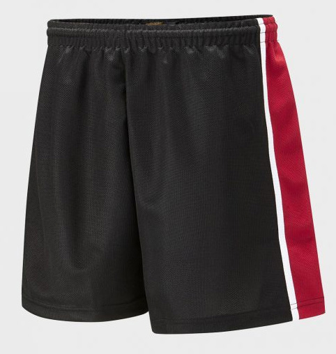 KCA Boys Panelled Sports Short (Black/Red/White)