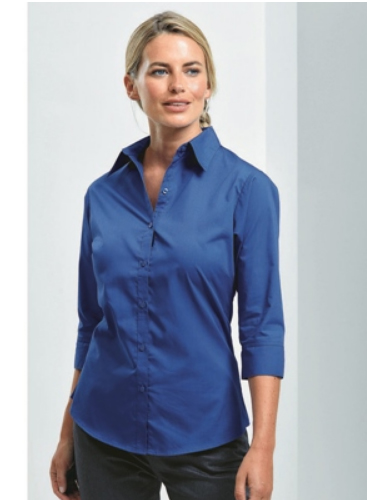 PREMIER LADIES 3/4 SLEEVE POPLIN BLOUSE