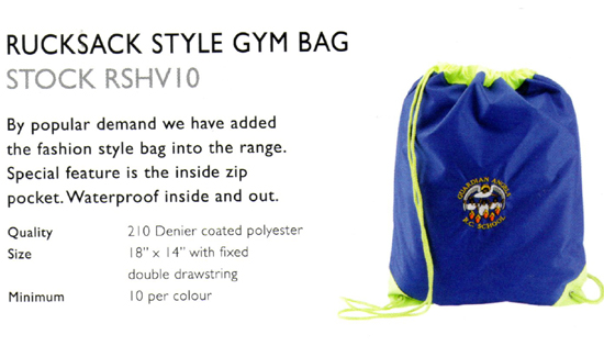 Hi-Viz Rucksack Style Gym Bag 