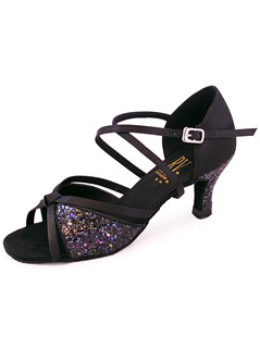 X-STRAP SATIN SANDAL WITH GLITTER