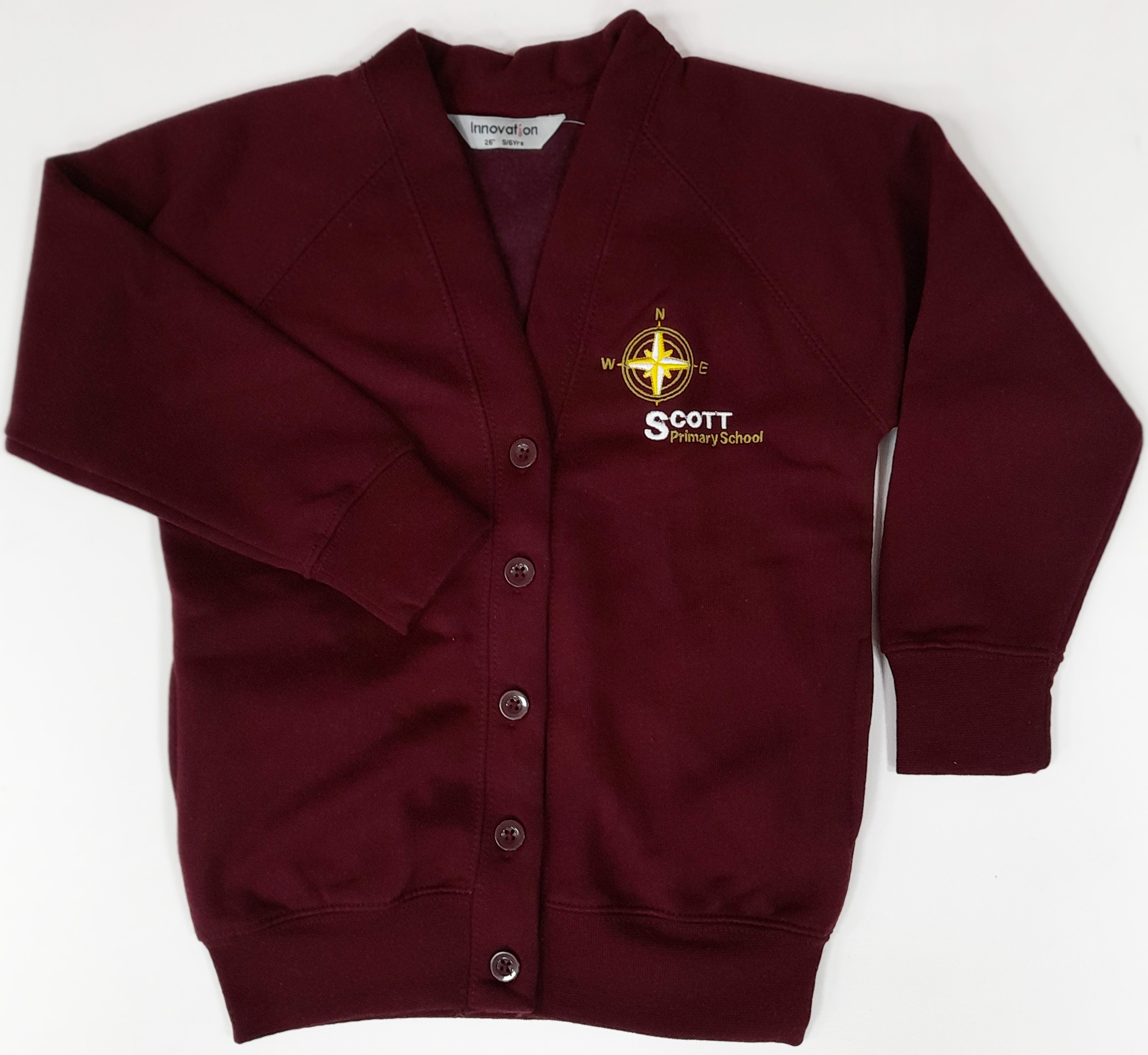 Scott Primary Nursery Cardigan (Maroon With Logo)