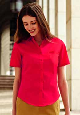 FRUIT OF THE LOOMLADIES SHORT SLEEVE POPLIN SHIRT